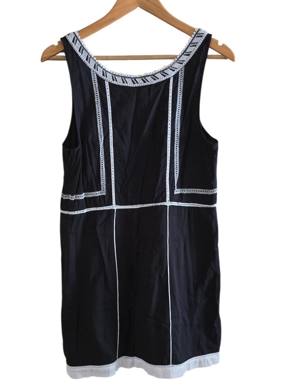 Free People Y2K Archival Embroidered Cotton Tank Mini Dress Black White - Picture 7 of 9